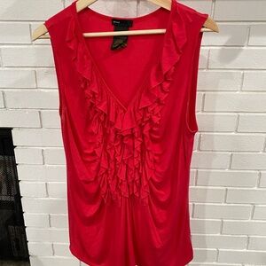 Red ruffled tank top